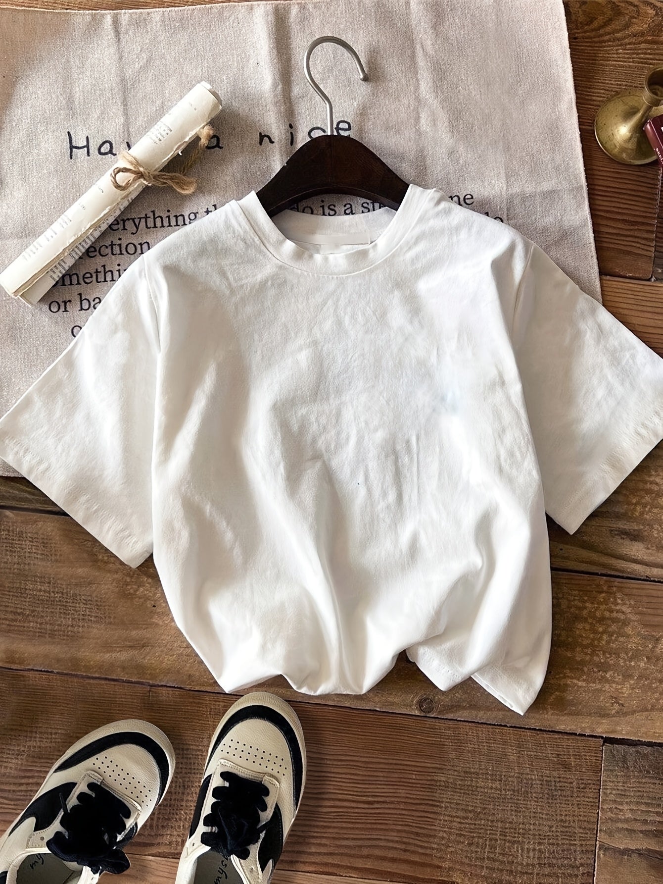 1pc Spring/Summer Casual Crew Neck T-Shirt, 100% Polyester Knit Fabric with Medium Stretch, Fashionable Print Short Sleeve Top